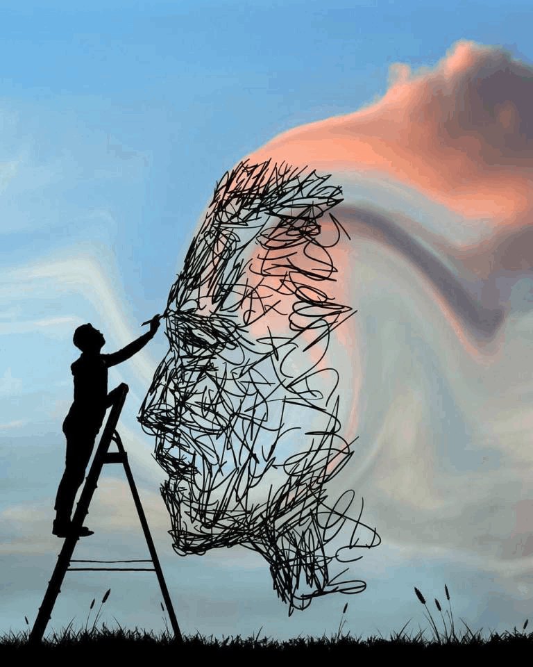 Dessin d'un visage — métamorphose